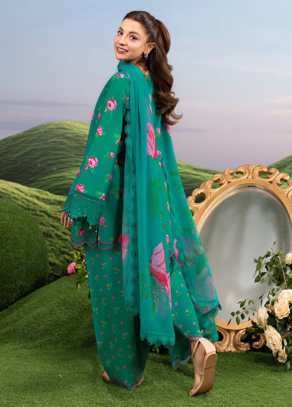 M Basics by Maria B Unstitched Embroidered Lawn 3 Piece Suit MB26SSEL MB-CUSV14-09A - Eid Collection