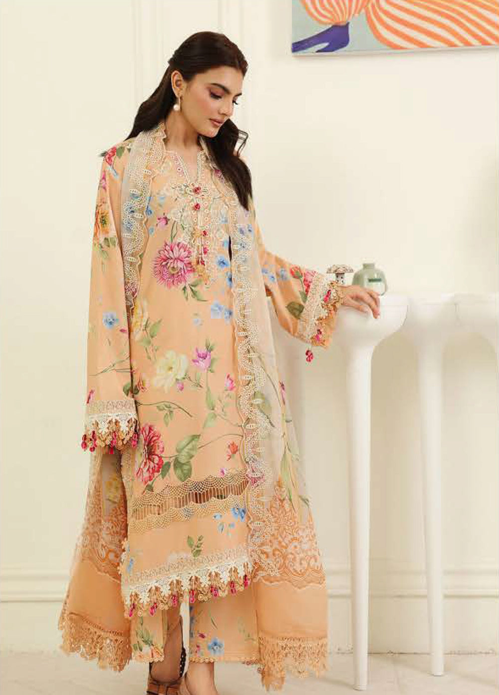 Petals in Print by Roheenaz Unstitched Printed Lawn 3 Piece Suit RN26UPP Magnolia Mist RUNSS260902 - Summer Collection