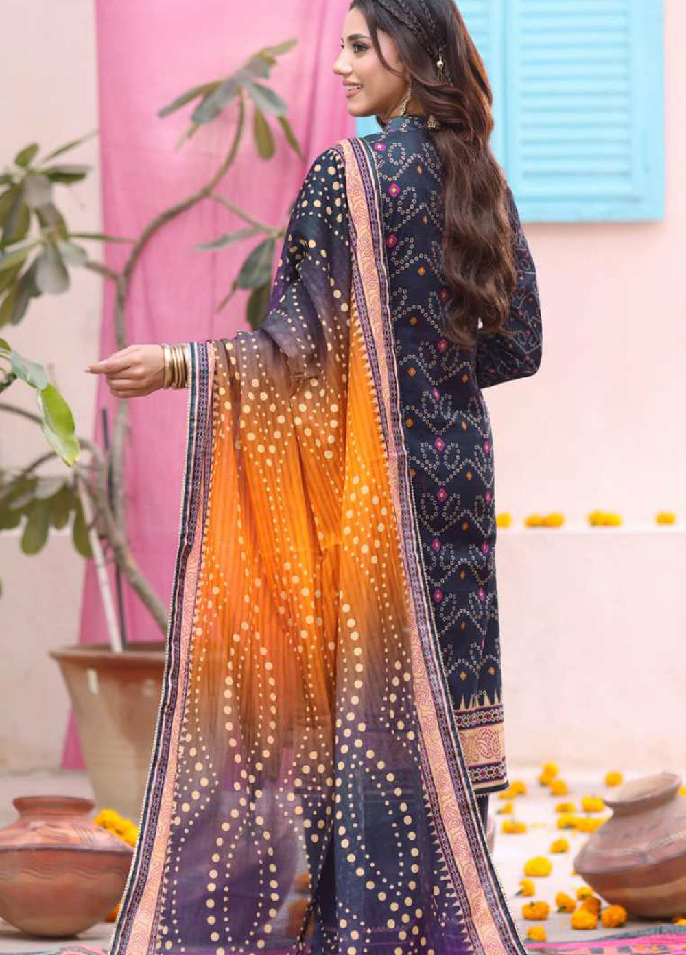 Heritage Series by AL Zohaib Unstitched Printed Chunri Lawn 3 Piece Suit AZ26UCH D-5 - Festive Collection