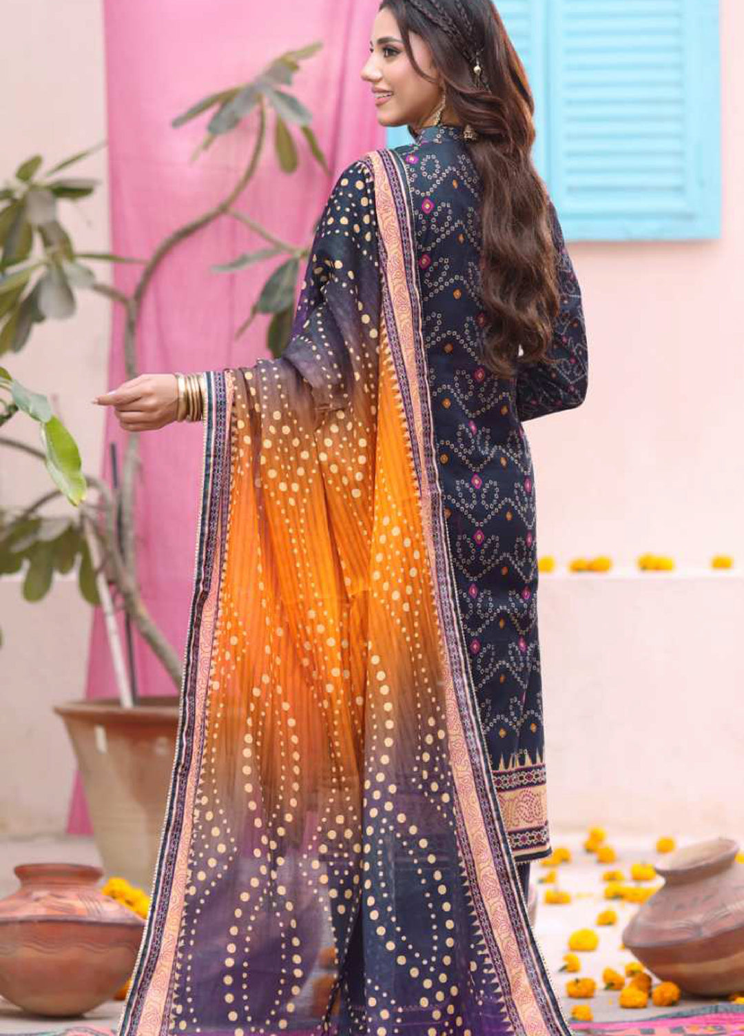 Heritage Series by AL Zohaib Unstitched Printed Chunri Lawn 3 Piece Suit AZ26UCH D-5 - Festive Collection