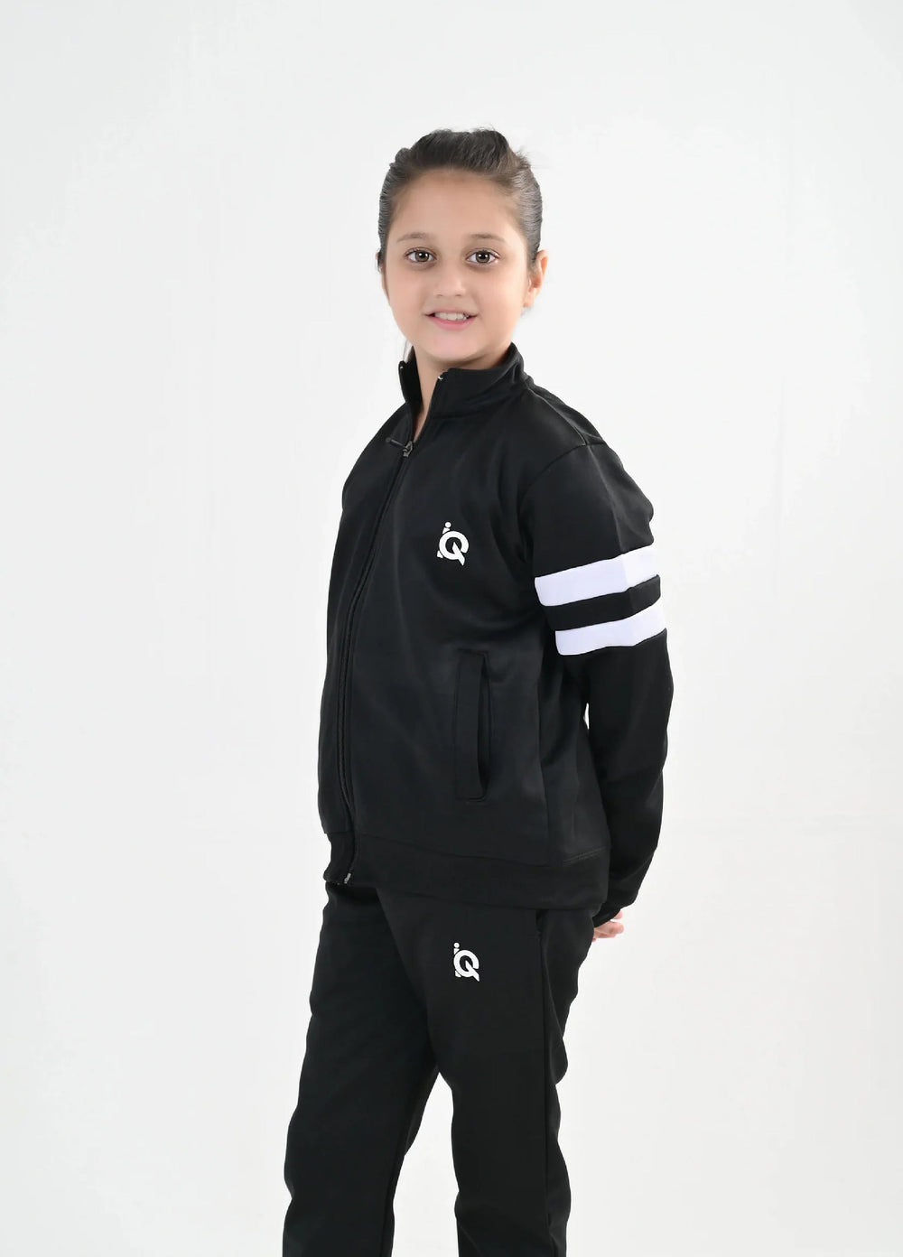 IQ Exclusive Kids Track Suit Fleece 2 PieceContrast Band Zipper Tracksuit-Unisex Kids - Winter Collection