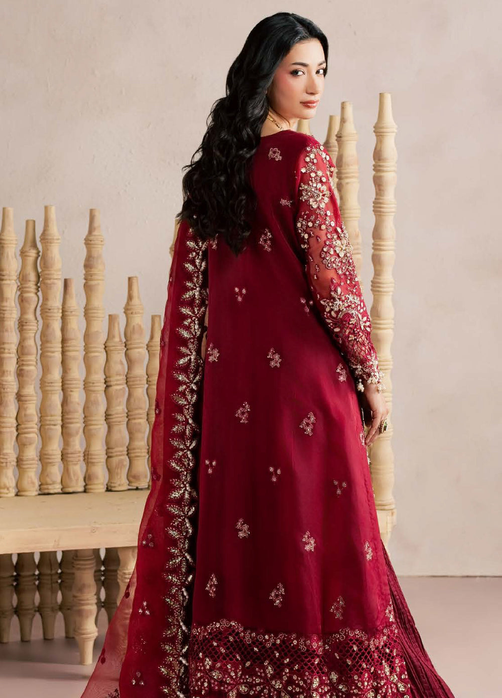 Sorelle by Aylin Unstitched Hand work Organza 3 Piece Suit AY26US Rosaile - Festive Collection