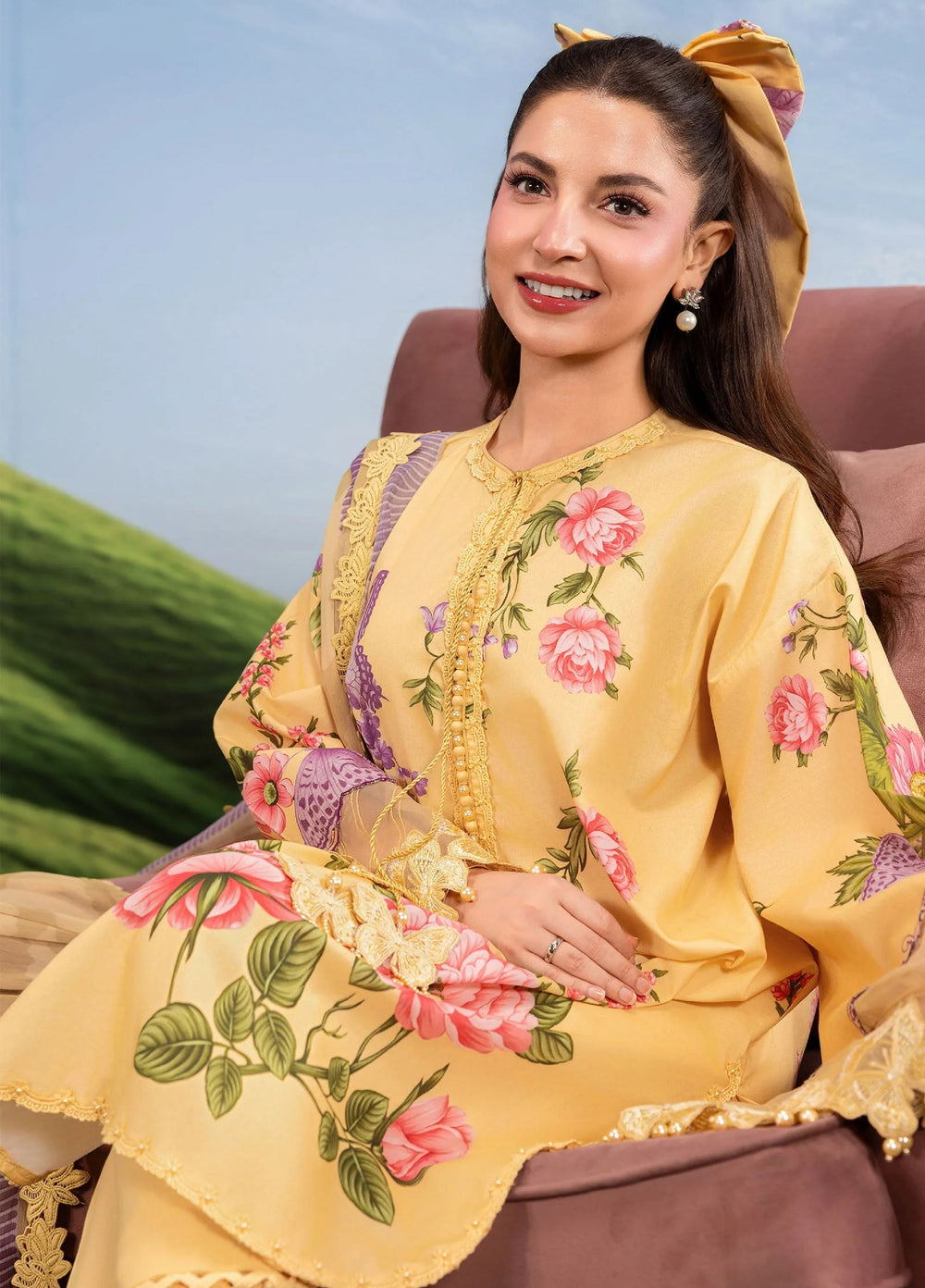 M Basics by Maria B Unstitched Embroidered Lawn 3 Piece Suit MB26SSEL MB-CUSV14-04B - Eid Collection