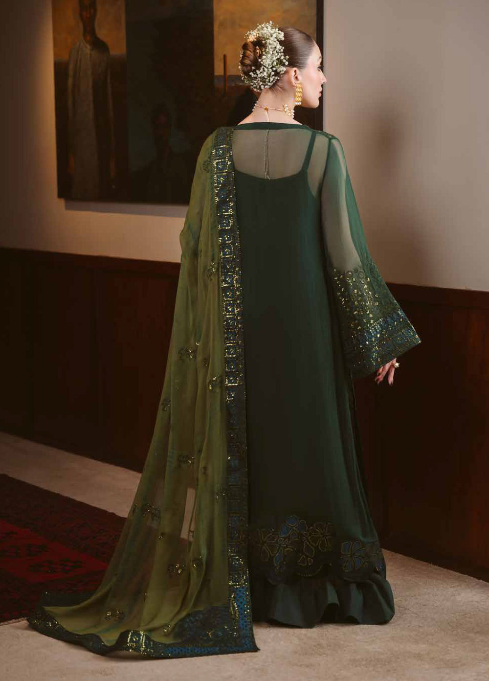 Elaya by Nureh Unstitched Embroidered Chiffon 4 Piece Suit NU26UEF NEL-93 - Festive Collection
