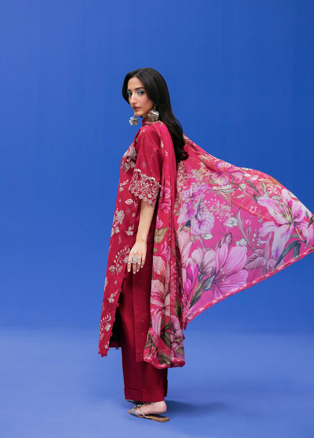 Zync by Florent Unstitched Embroidered Printkari Lawn 3 Piece Suit FL26UZP FZ-3A - Summer Collection