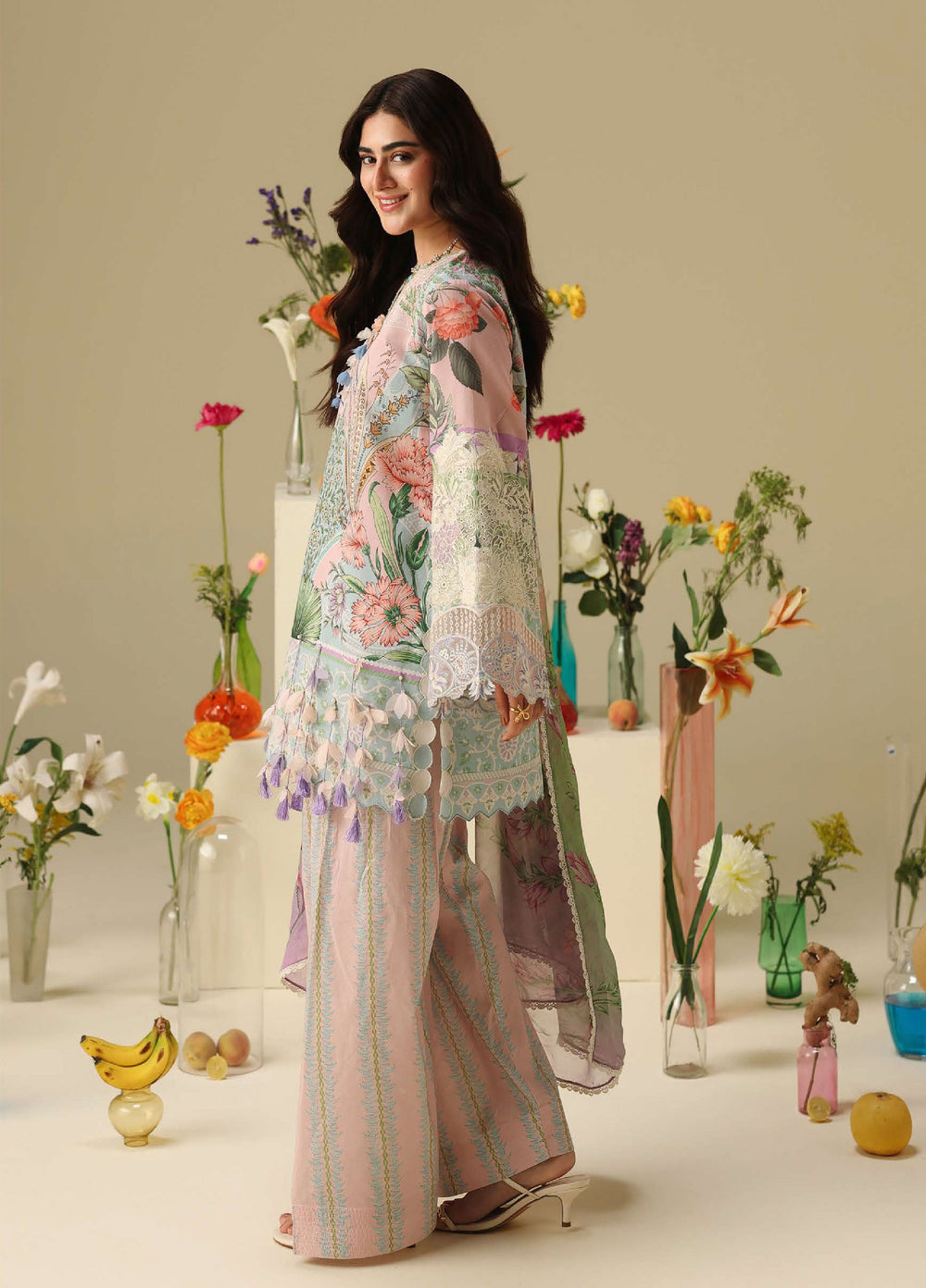 Soleil Hemline by Mushq Unstitched Printed Lawn 3 Piece Suit MU26USL Moonlit Dolce HUNSS260303 - Festive Collection