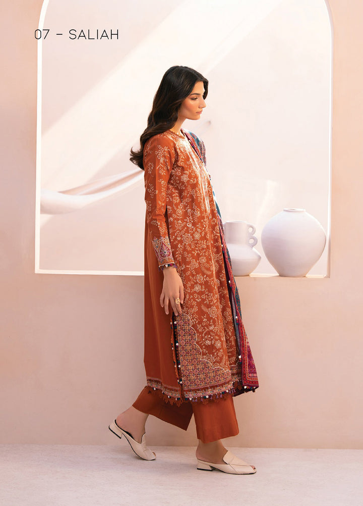 Rang e Khizaan by Xenia Unstitched Khaddar Embroidered Suits 3 Piece XE25SW D-07 SALIAH - Winter Collection