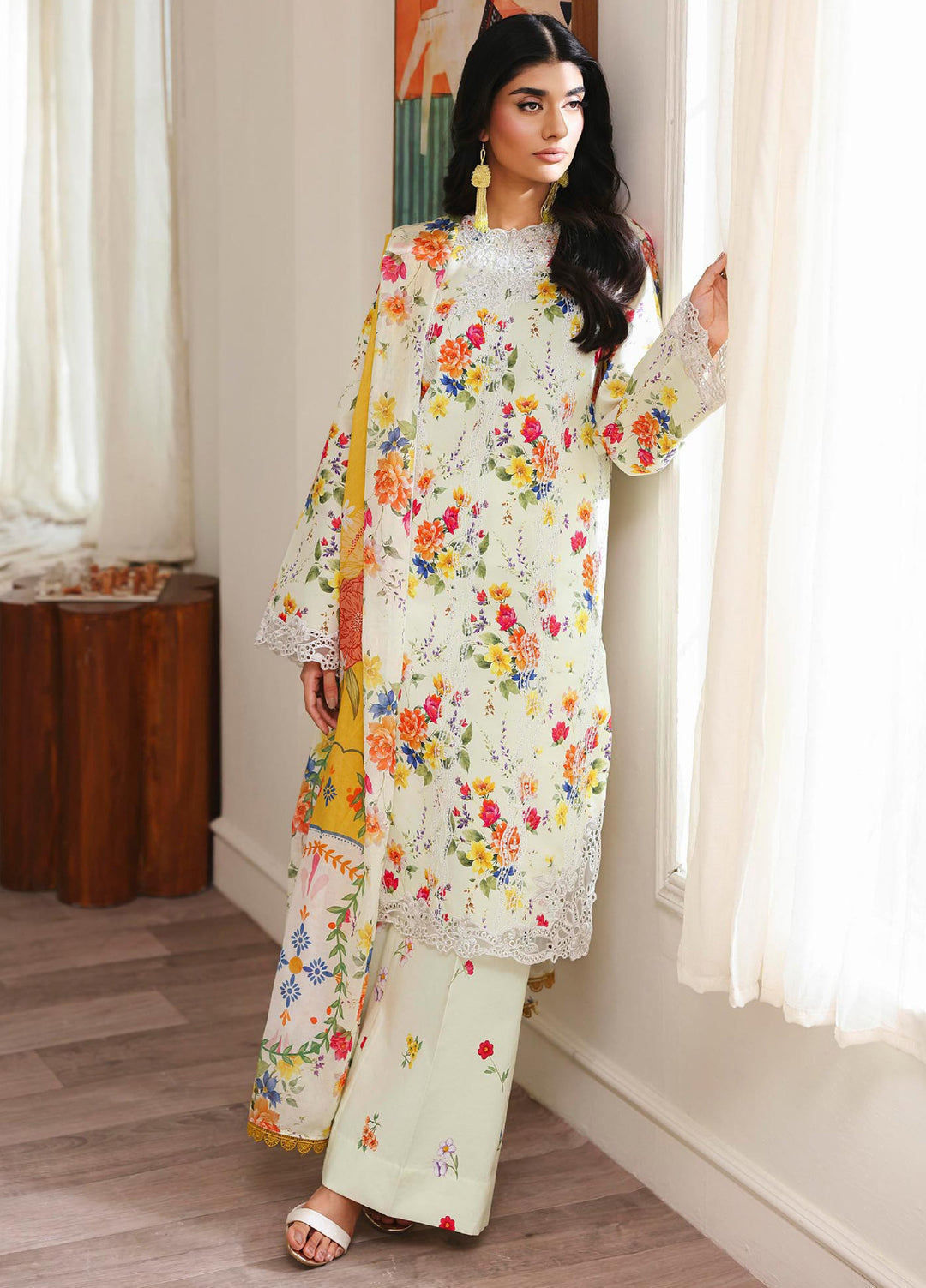 Nissa Floral Symphony by Rajbari Unstitched Lawn Embroidered 3 Piece Suit RB26UNF D-06 - Summer Collection
