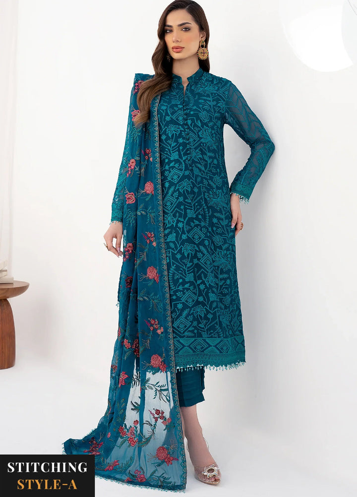 Zarif Women Unstitched Embroidered Chiffon 3 Piece Suit ZR26UFC ZLC 03 GARDENIA - Festive Collection