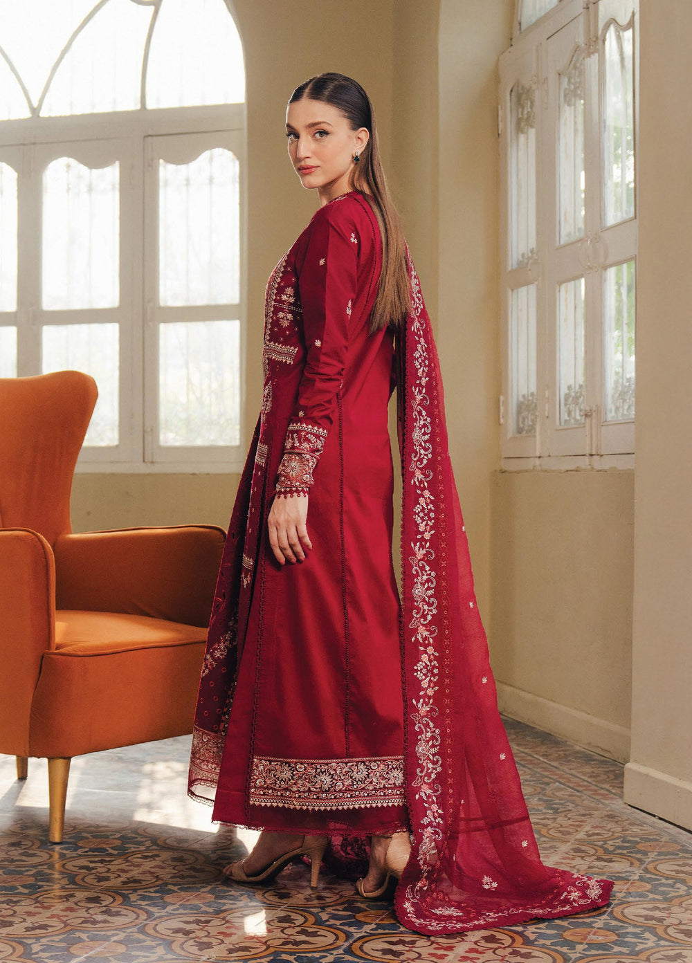 Daybreak by Afrozeh Unstitched Printkari Embroidered Lawn 3 Piece Suit AF26UDB D-8 SUNDROWN - Summer Collection