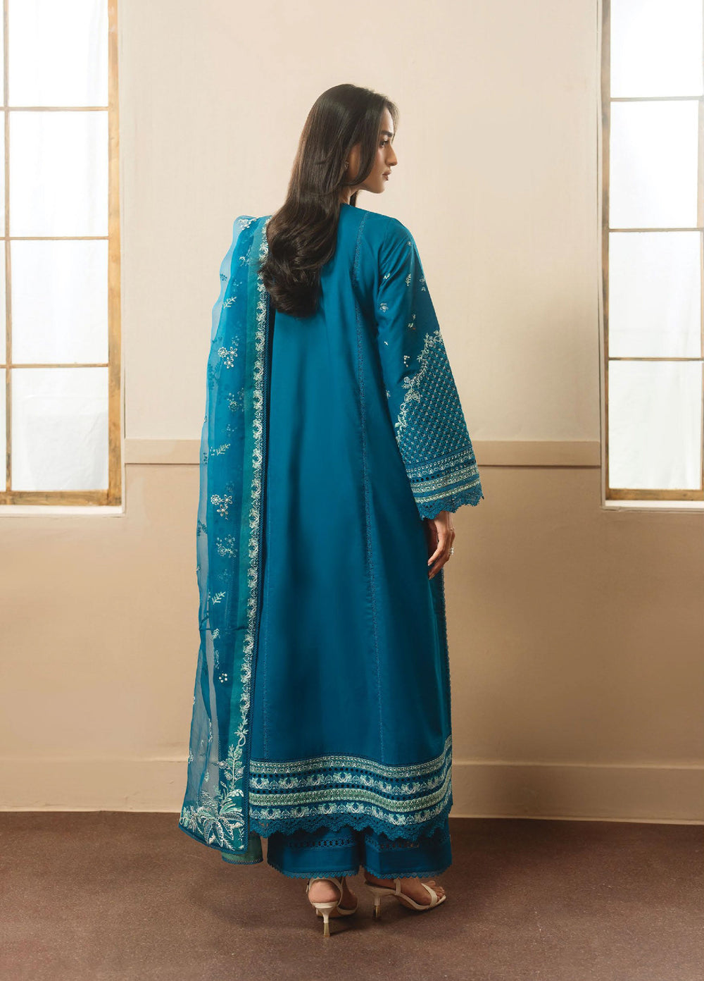 Whisper by Ayzel Unstitched Embroidered Lawn 3 Piece Suit AAF26ULW Olive ZWU-0140-3PO - Eid Collection