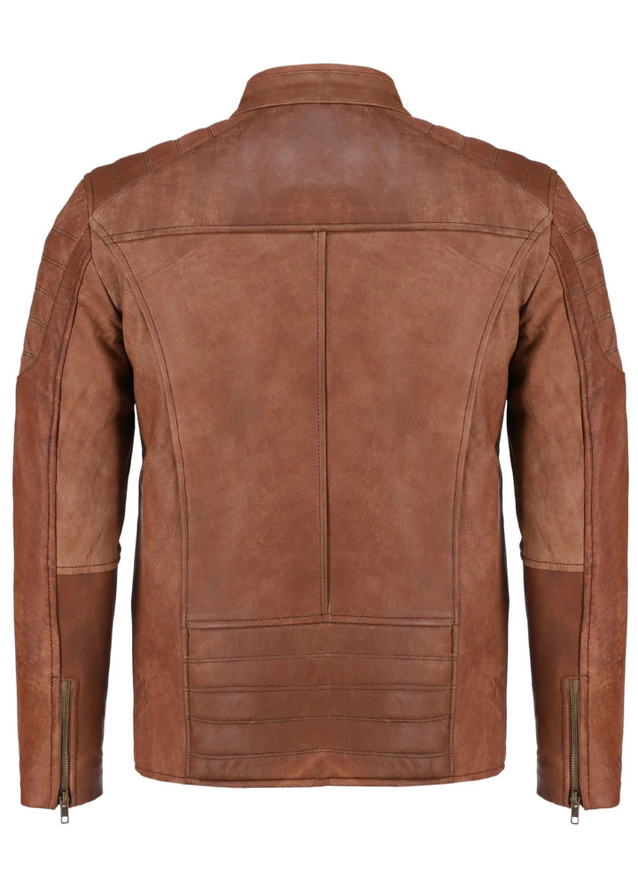 Mens Brown Biker Style Pure Leather Jacket