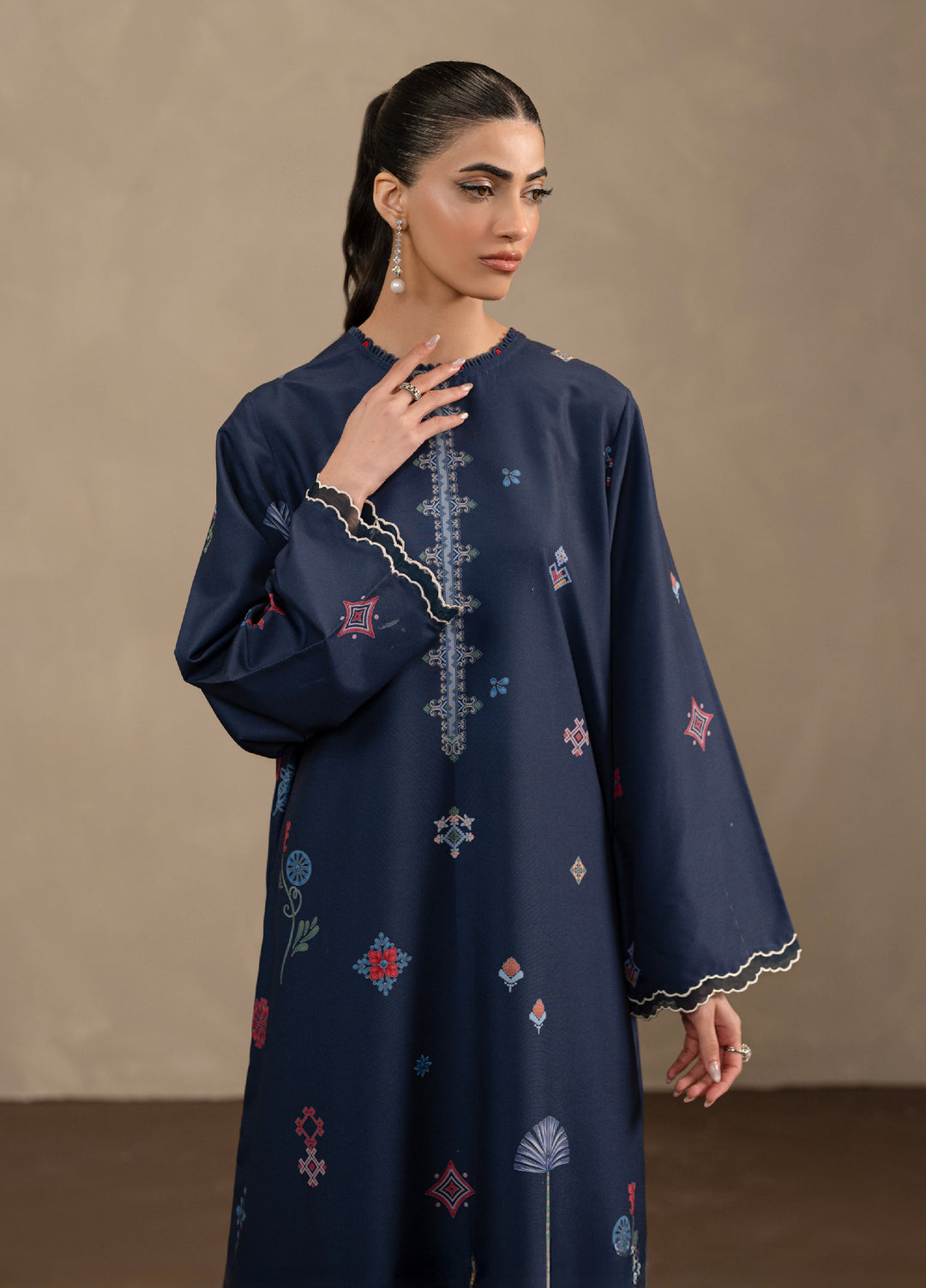 Seran Women Pret Printed Poly Cambric Kaftan SN26PK D-6 Navira - Casual Collection