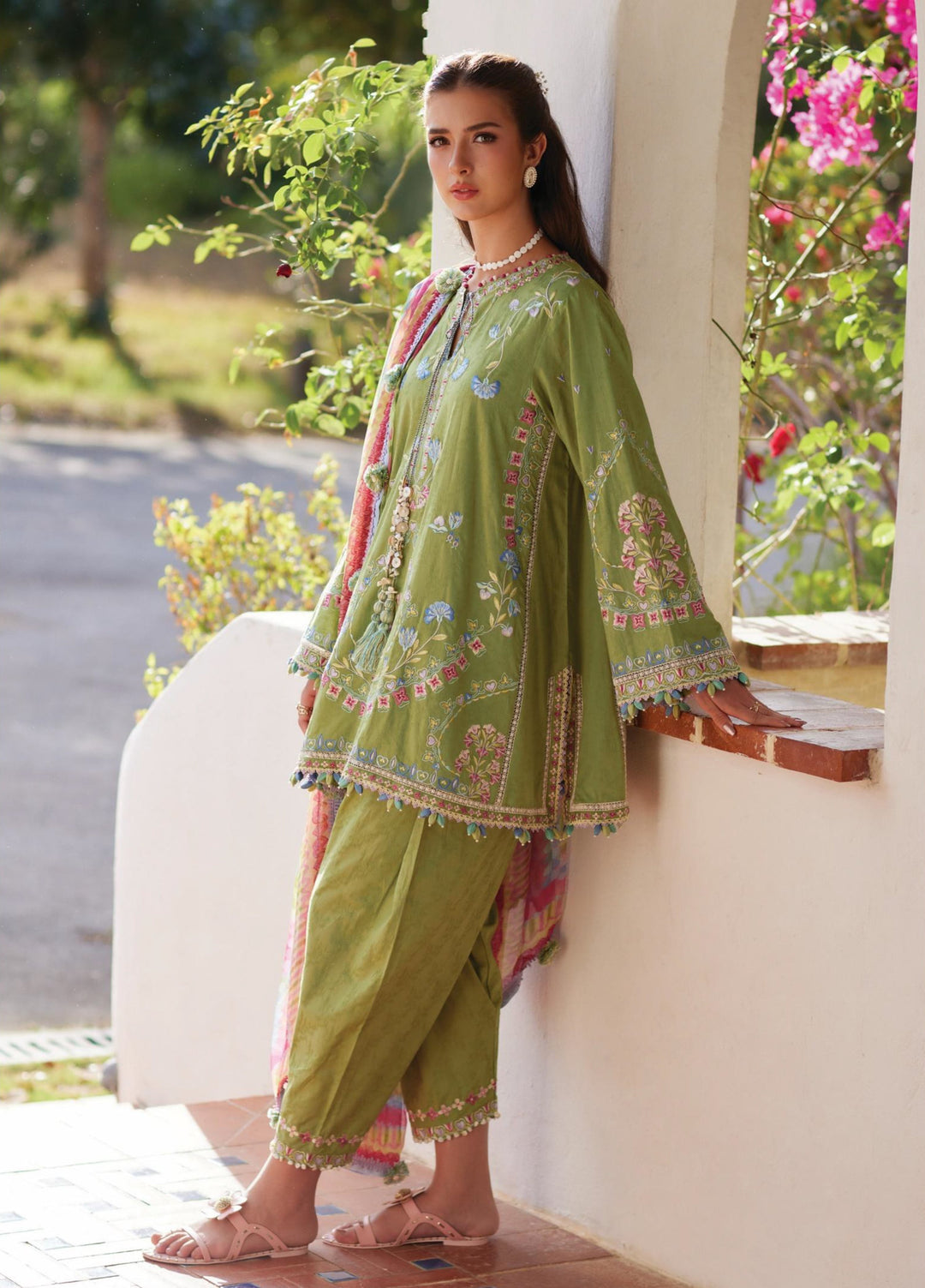 Farah Talib Aziz Unstitched Embroidered Lawn 3 Piece Suit FTA26UL FTA-09 CARMEN KIWI - Summer