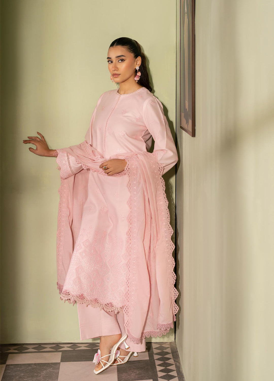 Raha by Rajbari Unstitched Premium Chikankai Embroidered Lawn 3 Piece Suit RB26UCRL D-10 - Summer Collection
