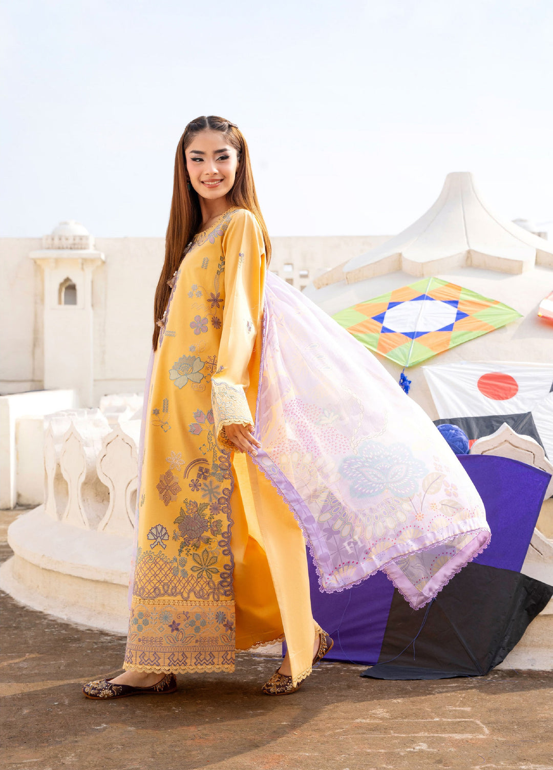 Basant Chikankari by Florent Unstitched Embroidered Luxury Lawn 3 Piece Suit FL26UBC FZ-1B - Summer Collection