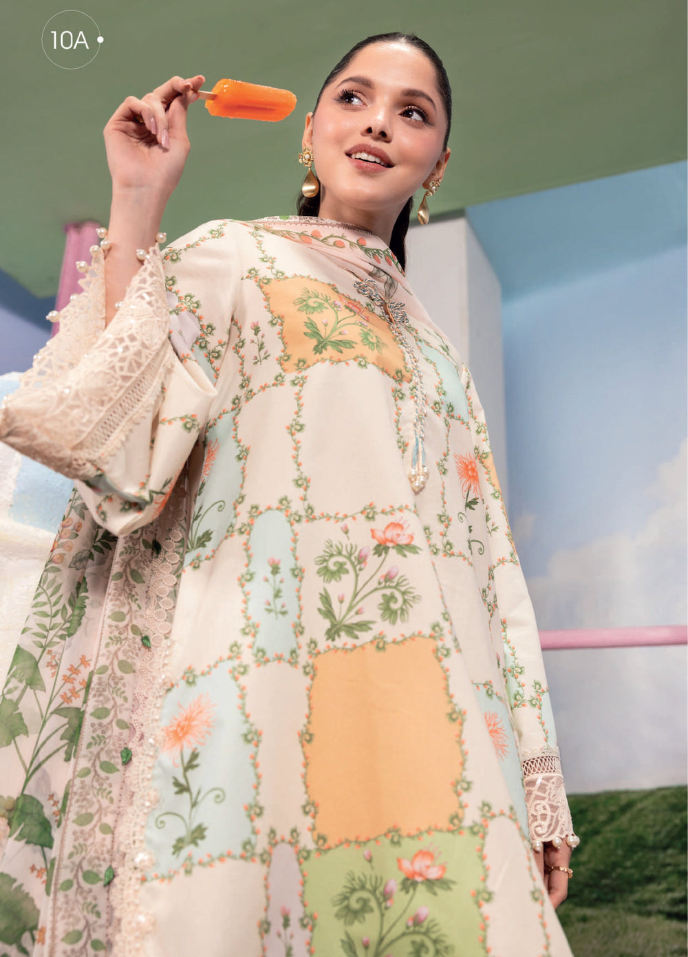 M Basics by Maria B Unstitched Embroidered Lawn 3 Piece Suit MB26UMB MB-CUSV13-10A - Summer Collection