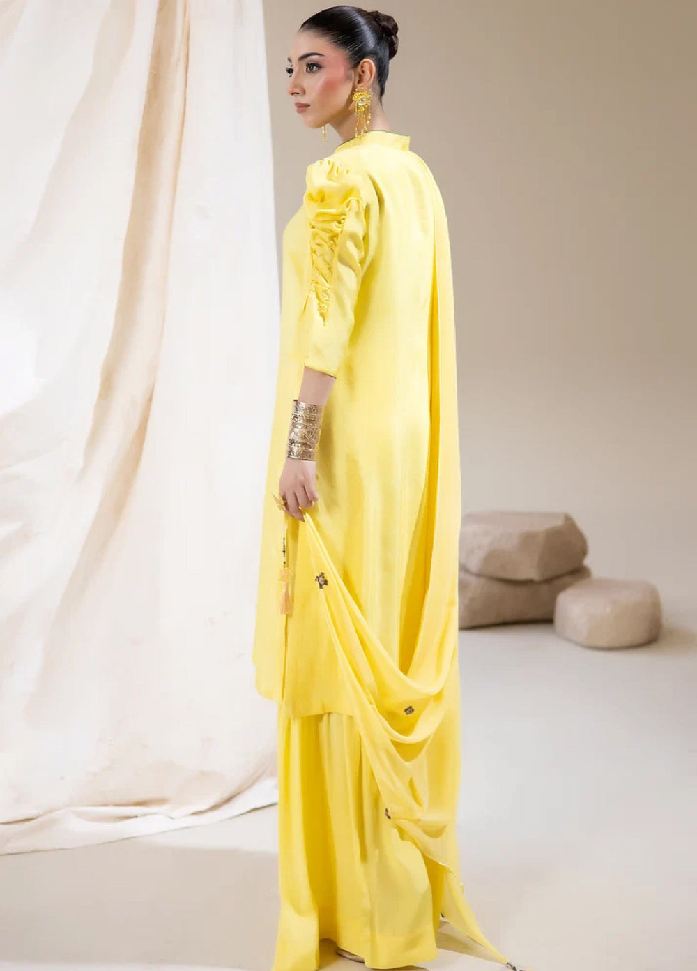 Alee Malic RTW Hand Work Raw Silk 3 Piece Suit Citrus - Wedding Collection