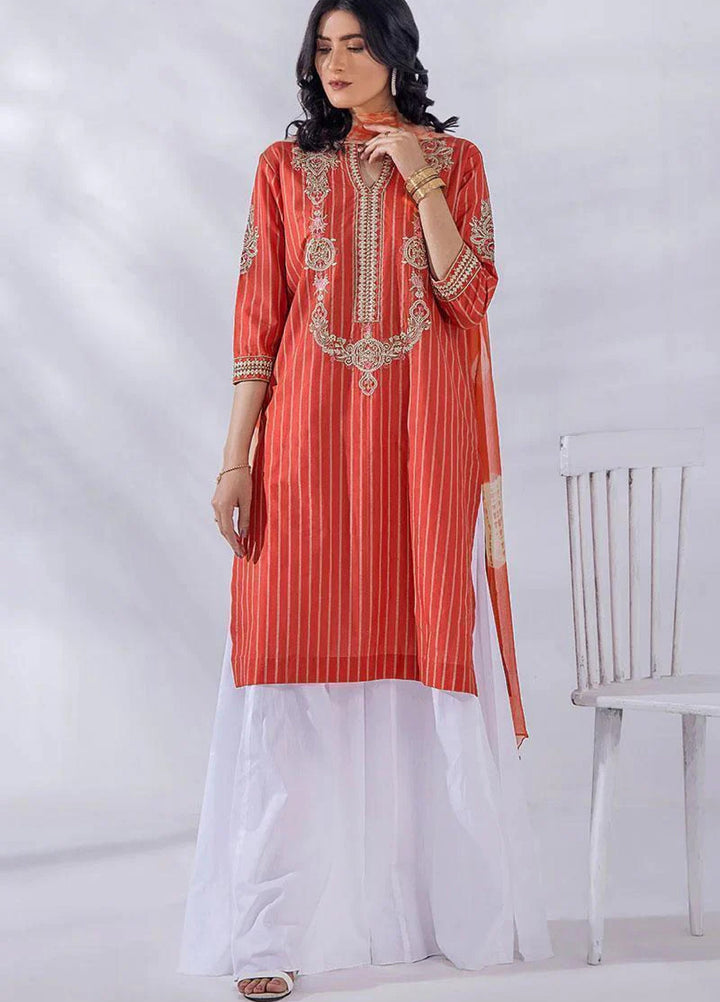 Malook By Shazia Ovais Pret Embroidered Lawn 3 Piece Suit MLK23D Aliana (Rust)