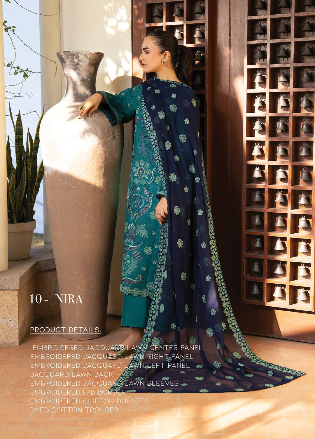 Namah by Xenia Formals Unstitched Embroidered Jacquard Lawn 3 Piece Suit XF26ULN 10 - NIRA - Festive Collection