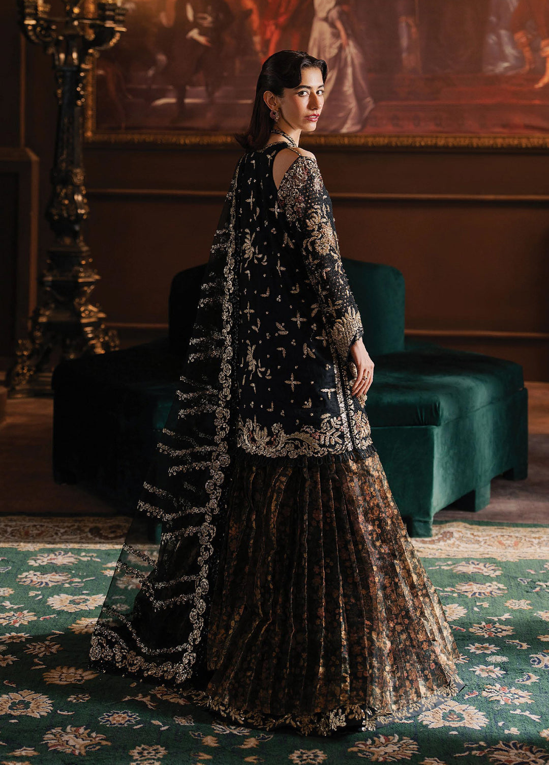 Hayat by Afrozeh Unstitched Organza Embroidered Suits 3 Piece AF25HU AFH-25-07 SARAVЕ - Festive Collection