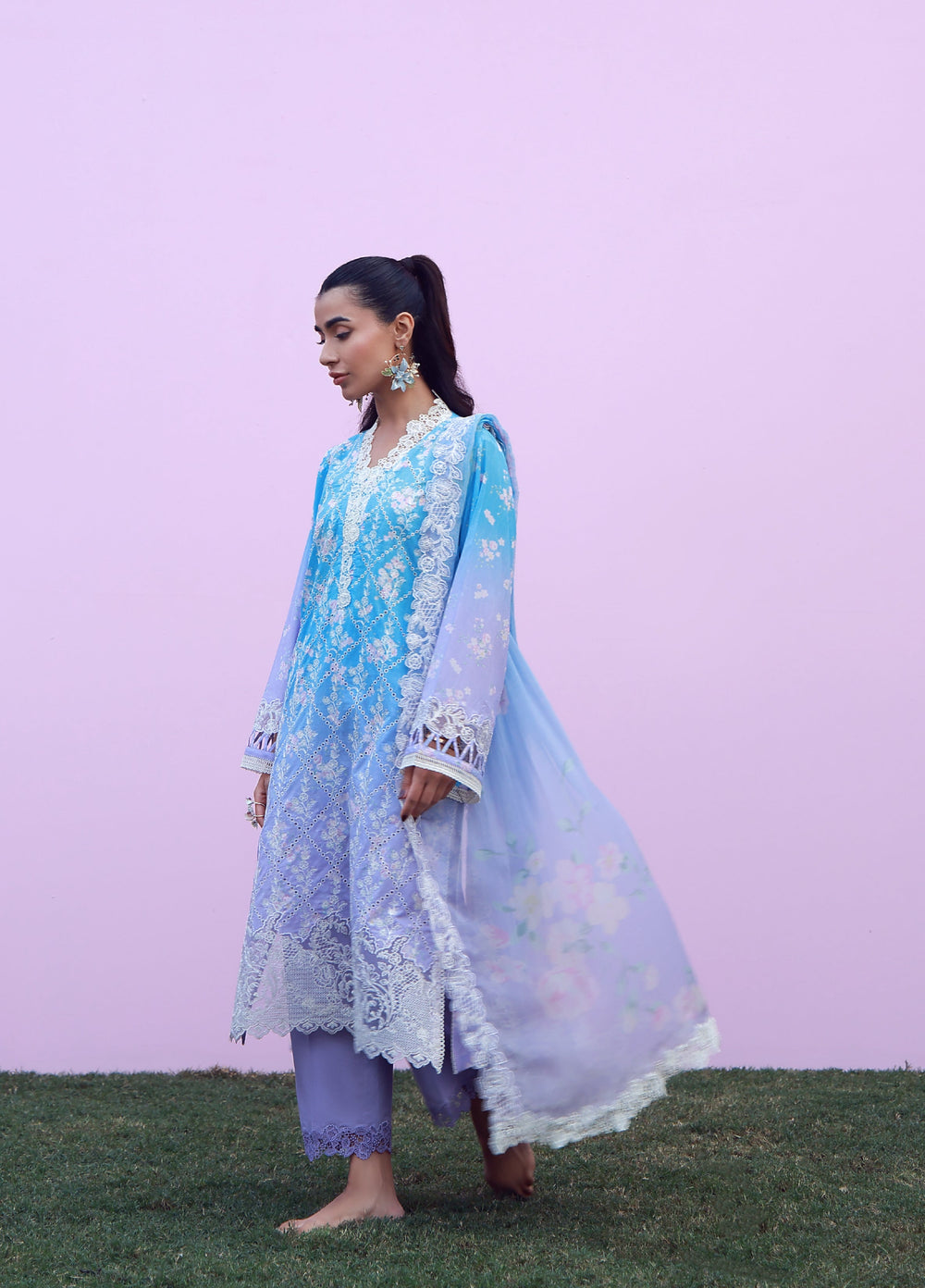 Mirha by Sahar Unstitched Embroidered Lawn 3 Piece Suit SS1-26-42 Indigo Amethyst - Summer Collection