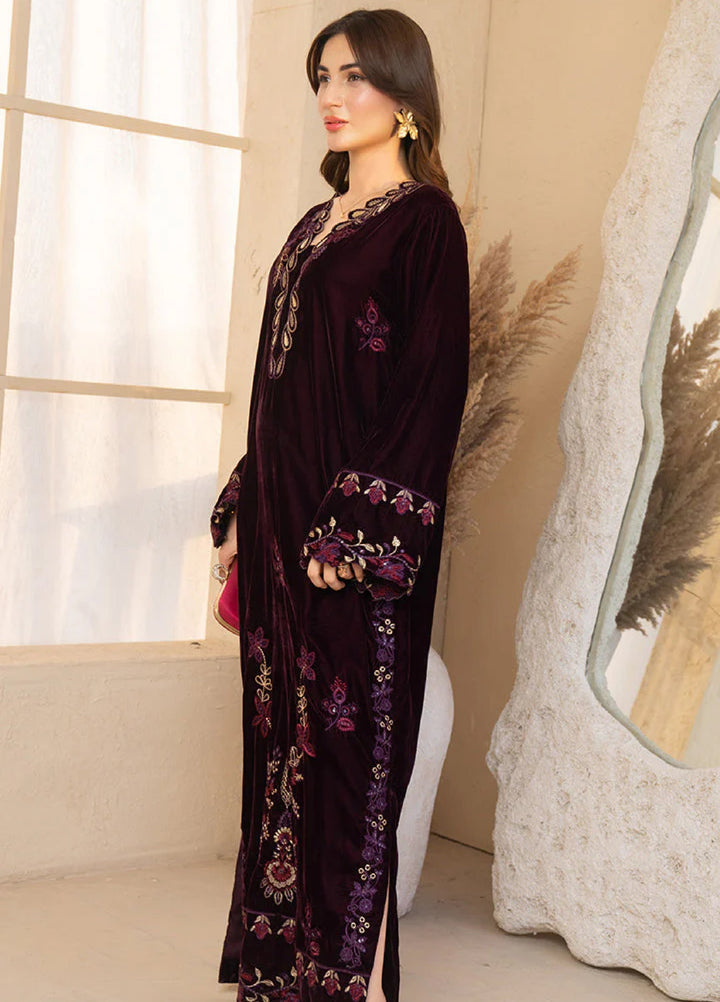 Winter Hues by Naayas Women Pret Embroidered Kaftaan Velvet Elysee - Winter Collection