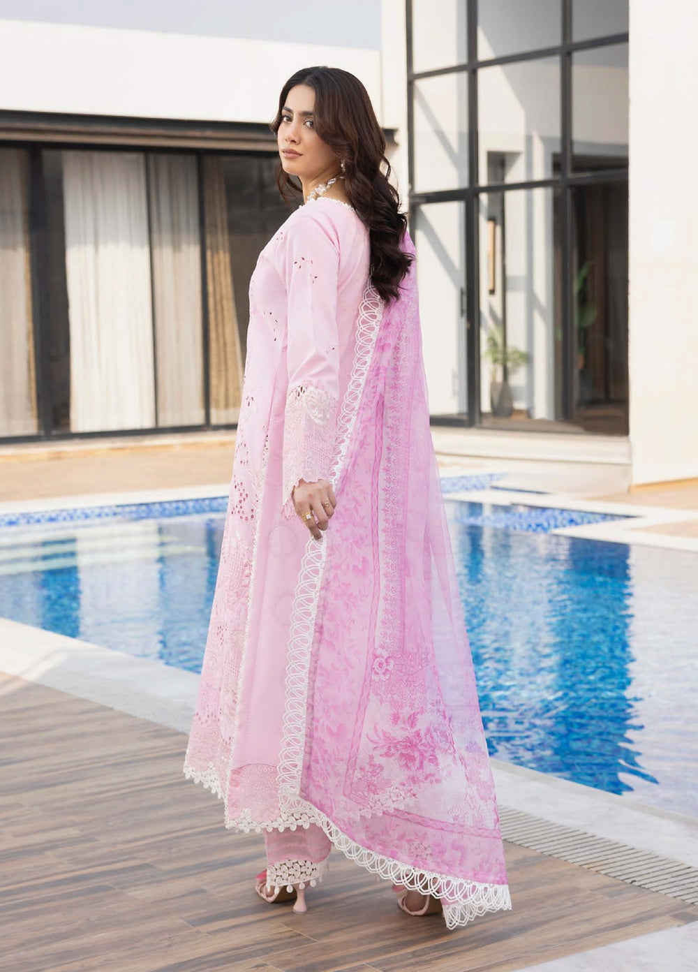 Aylin Unstitched Embroidered Luxury Lawn 3 Piece Suit AYL26UL D4 Pink Lilly - Summer Collection