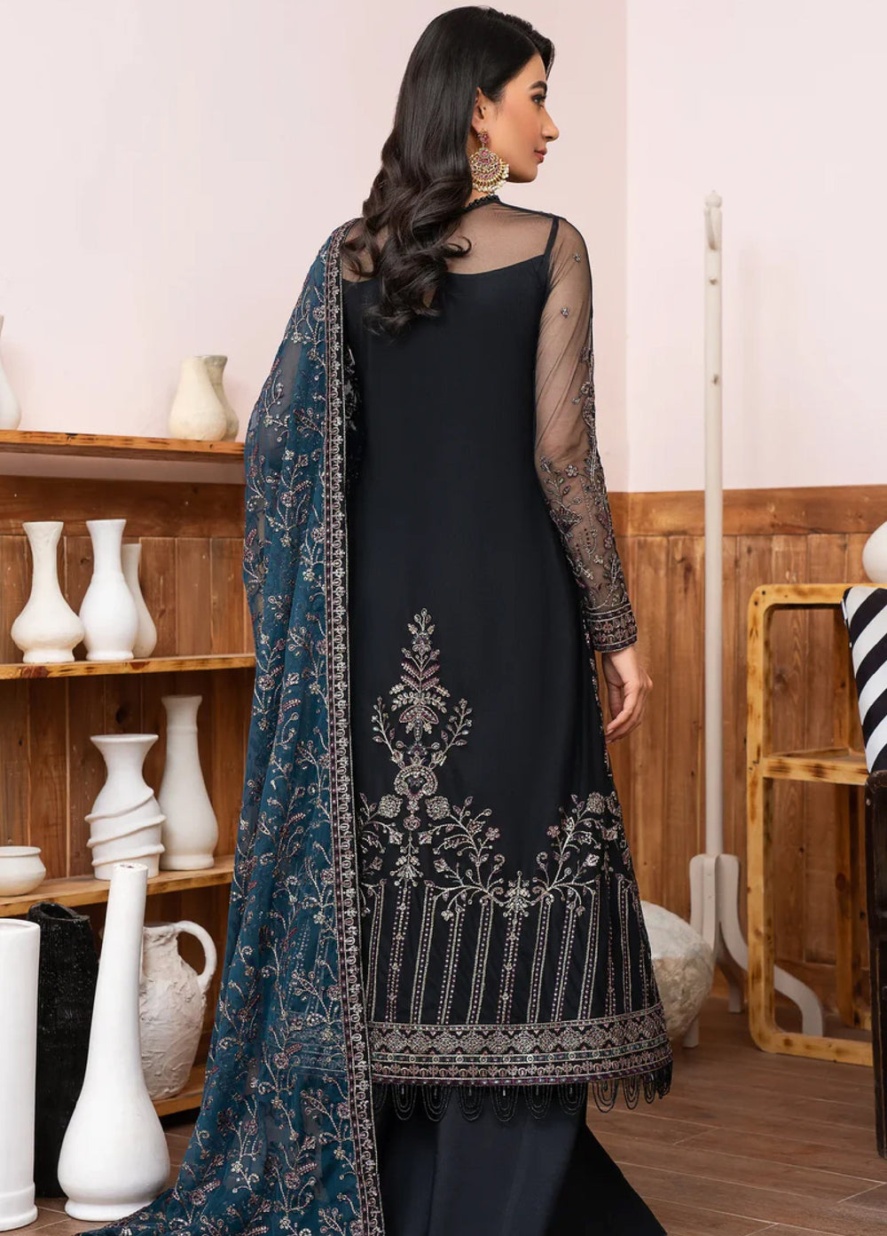 Zarif Women Unstitched Embroidered Net 3 Piece Suit ZR26UFC ZLM 02 ZIMMEL - Festive Collection