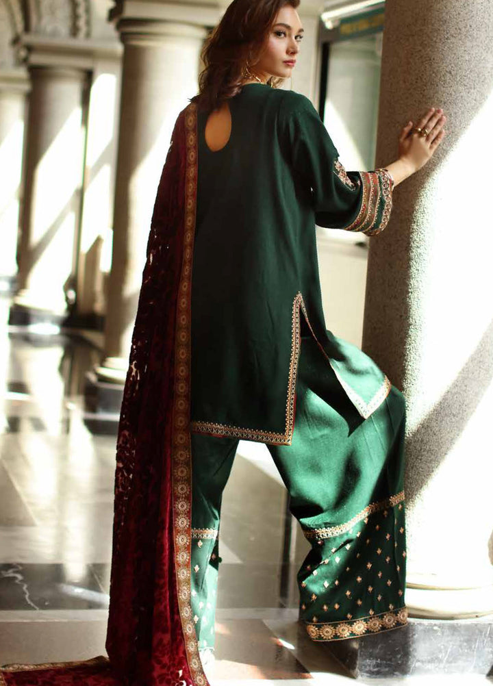 Poshima by Charizma Unstitched Peach Leather Embroidered Suit with Velvet Shawl 3 Piece CRZ25LW PSW5-17 - Winter Collection
