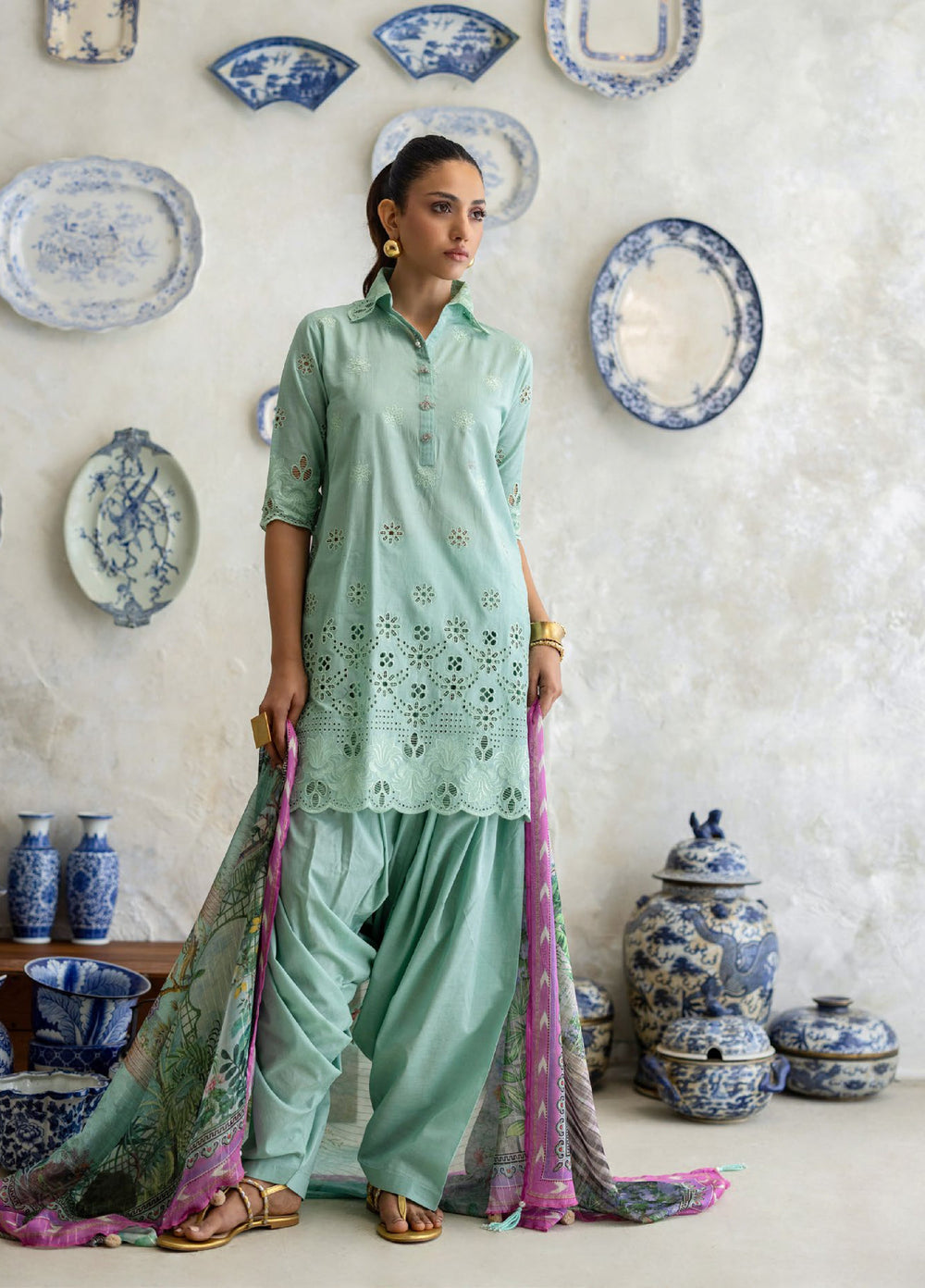 Freesia by Gul Ahmed Unstitched Embroidered Lawn 3 Piece Suit GA26UFL S-62013 - Summer Collection