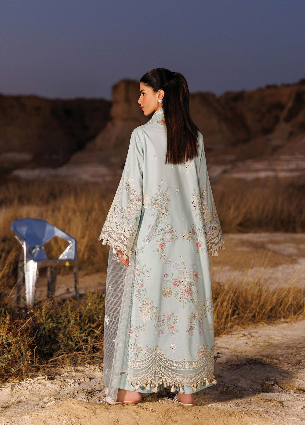 Sunlit Groove by Emaan Adeel Unstitched Embroidered Luxury Lawn 3 Pcs Suit EA26USG MORNING DEW - Summer Collection