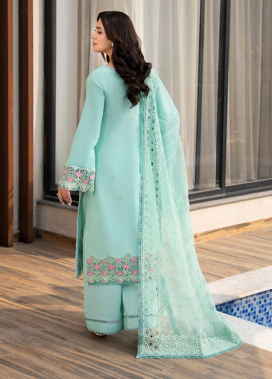 Aylin Unstitched Embroidered Luxury Lawn 3 Piece Suit AYL26UL D5 Mint Blossom - Summer Collection