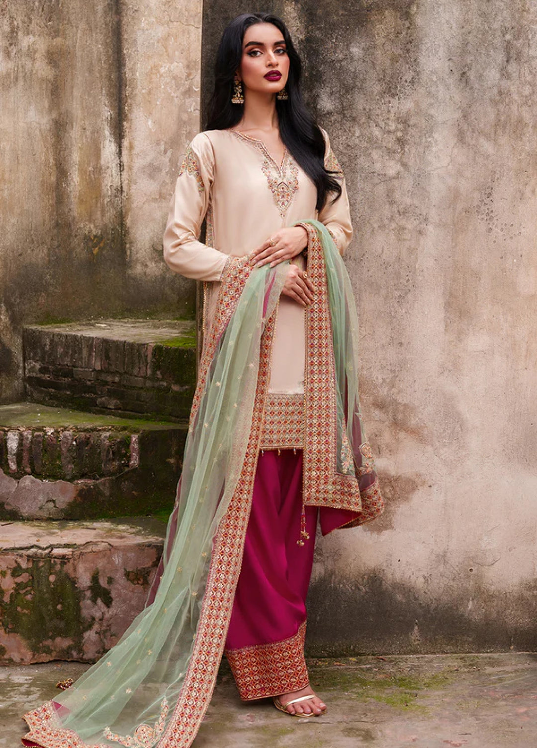 Zaria by Meeral Pret Embroidered Raw Silk 3 Piece Sierra - Festive Collection