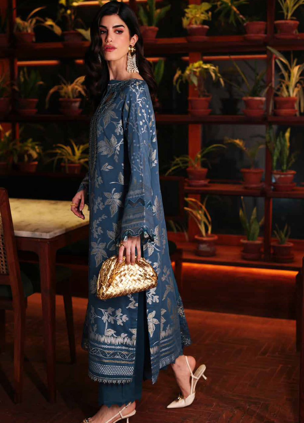 Nureh Exclusive Unstitched Embroidered Lawn Jacquard 3 Piece Suit NU26EU NE-223 - Festive Collection