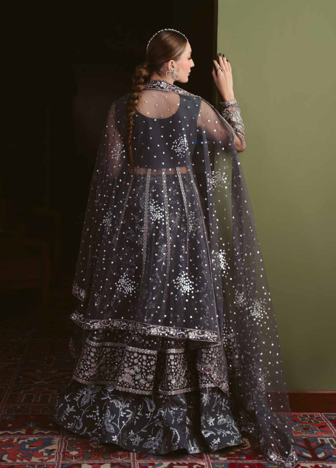 Elaya by Nureh Unstitched Embroidered Net 4 Piece Suit NU26UEF NEL-90 - Festive Collection
