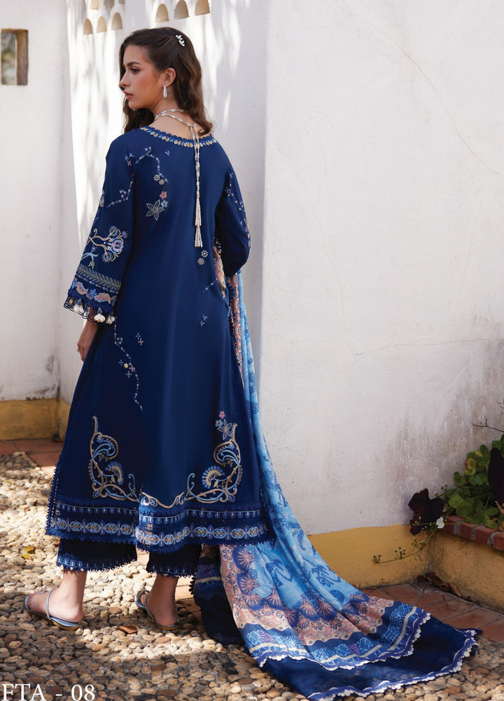 Farah Talib Aziz Unstitched Embroidered Lawn 3 Piece Suit FTA26UL FTA-08 NIA NAVY - Summer