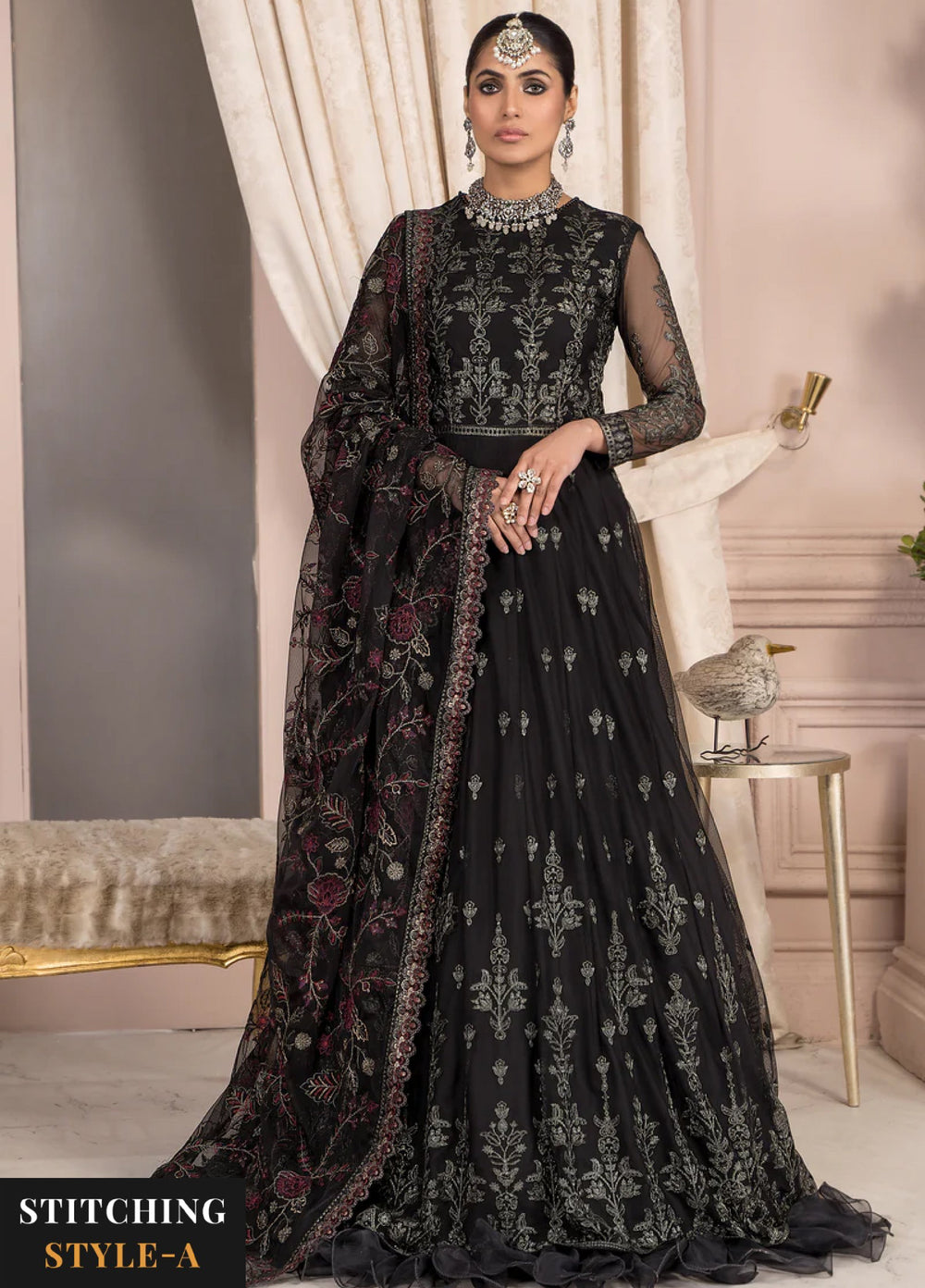 Zarif Women Unstitched Embroidered Net 3 Piece Suit ZR26UFC ZA 03 BLACK AFFAIR - Festive Collection
