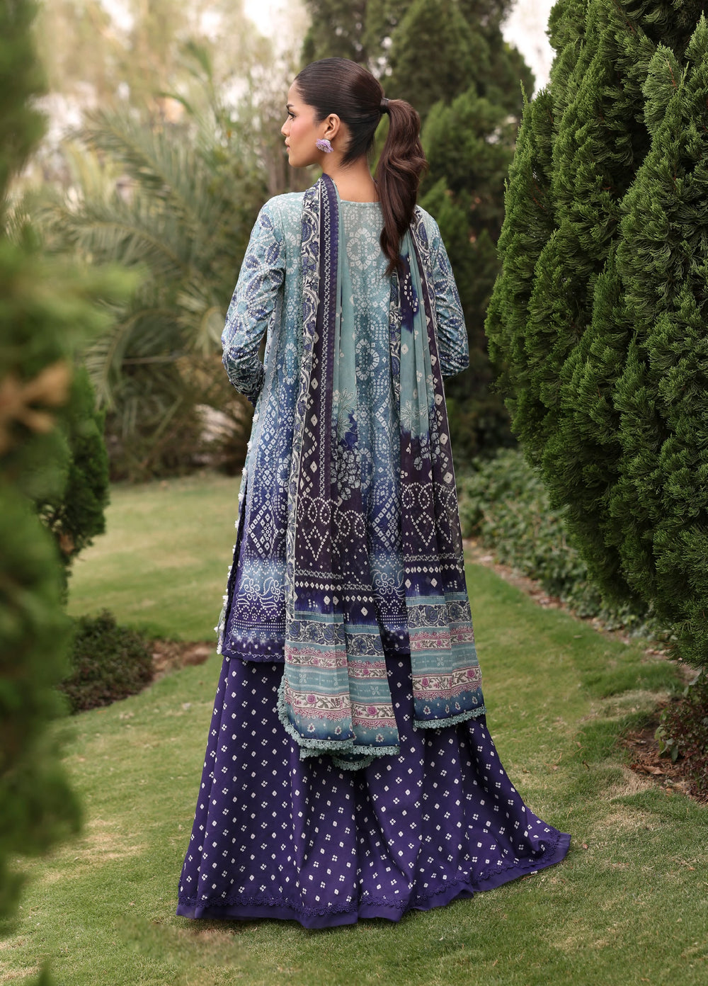 Belladore by Elaf Premium Unstitched Printed Lawn 3 Piece Suit EL26ULB Eclair EPA-5A - Summer Collection