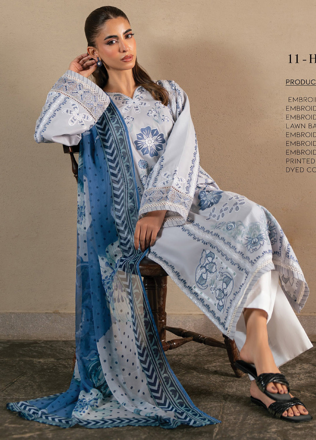 Layana by Xenia Formals Unstitched Embroidered Lawn 3 Piece Suit XE26ULL D-11 Hasti - Summer Collection