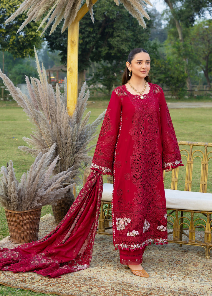 Elaf Premium Unstitched Embroidered Luxury Lawn 3 Piece Suit EL26UPL ELY-10 CHERIE LADY - Summer Collection