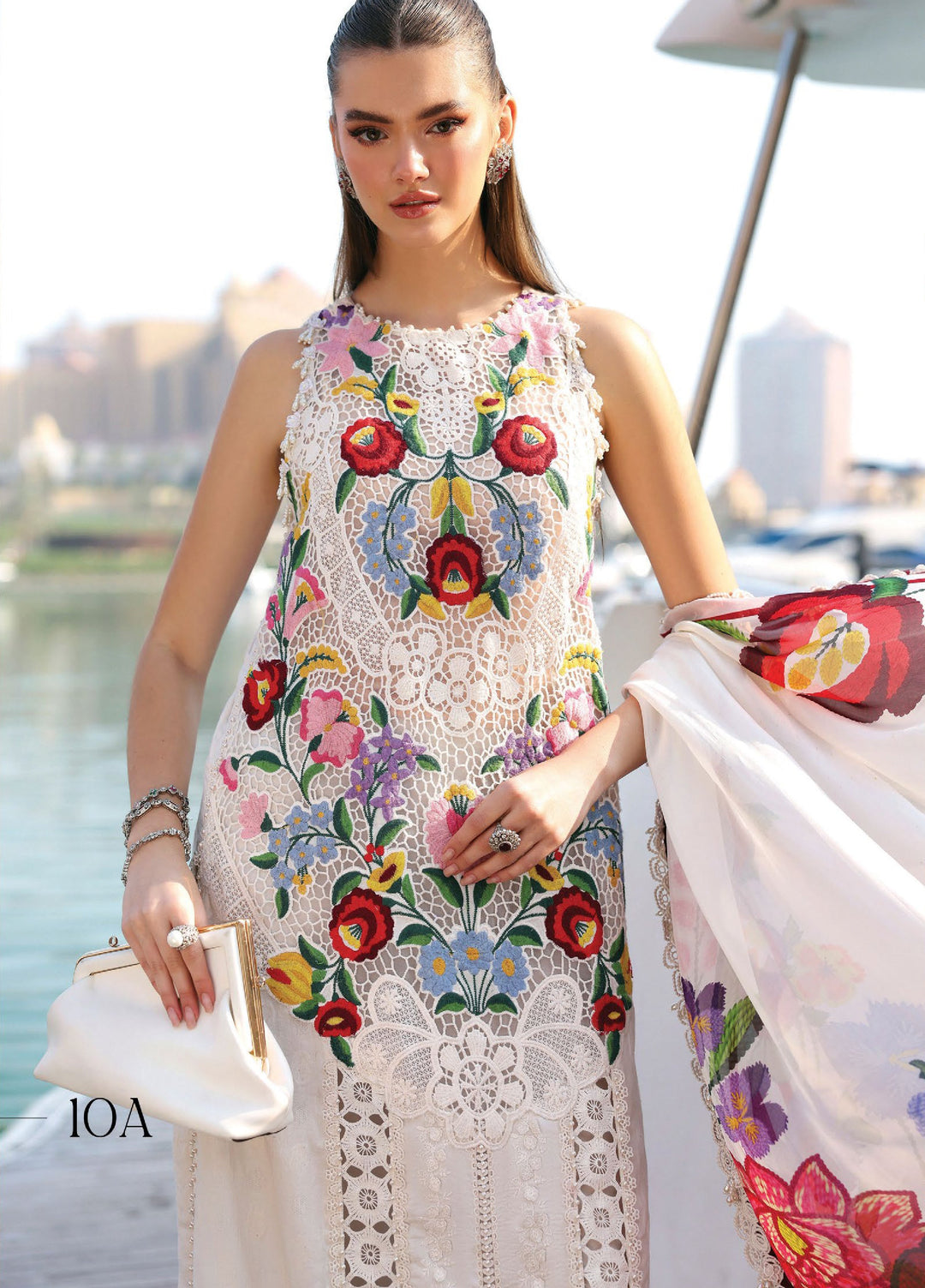 Maria B Unstitched Embroidered Luxury Lawn 3 Piece Suit MB26UEL 10A - Eid Collection