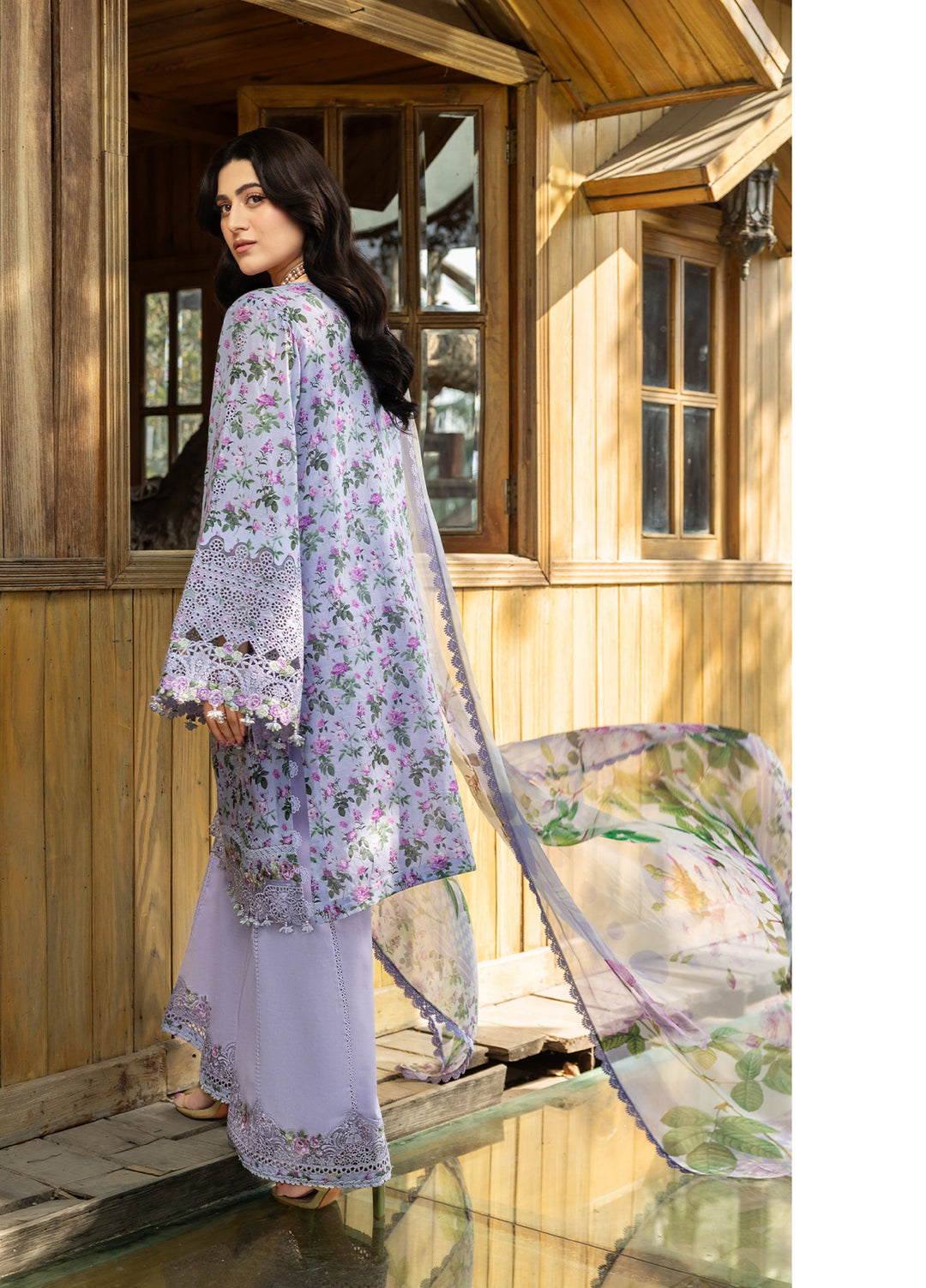 Elaf Premium Chikankari Unstitched Printed Lawn 3 Piece Suit EL26UPC ERC-6B IRIS - Summer Collection