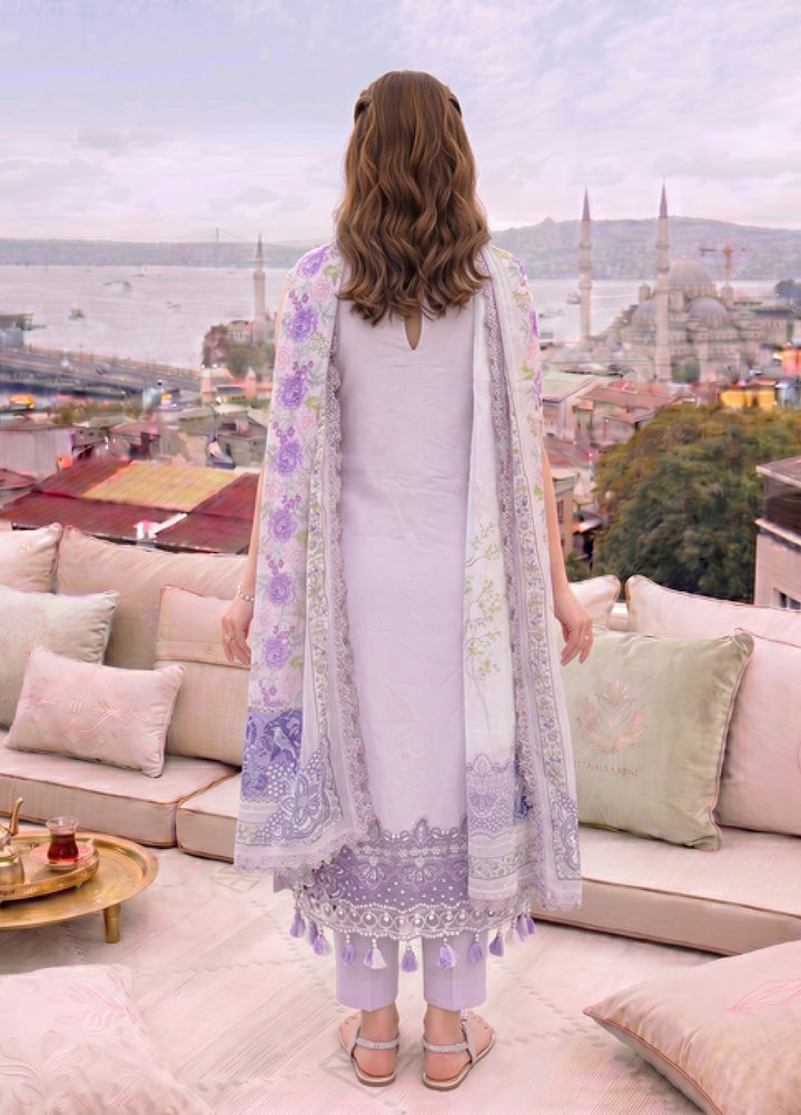Asifa and Nabeel Unstitched Embroidered Lawn 3 Piece Suit AN26ULE Lilac River VSL 26-02 - Eid Collection
