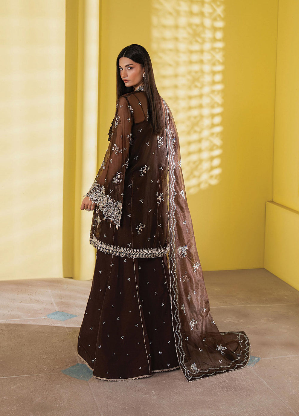 Solaris by Ayzel Unstitched Formals Organza Suits 3 Piece AAF25SW Emberlyn - Wedding Collection