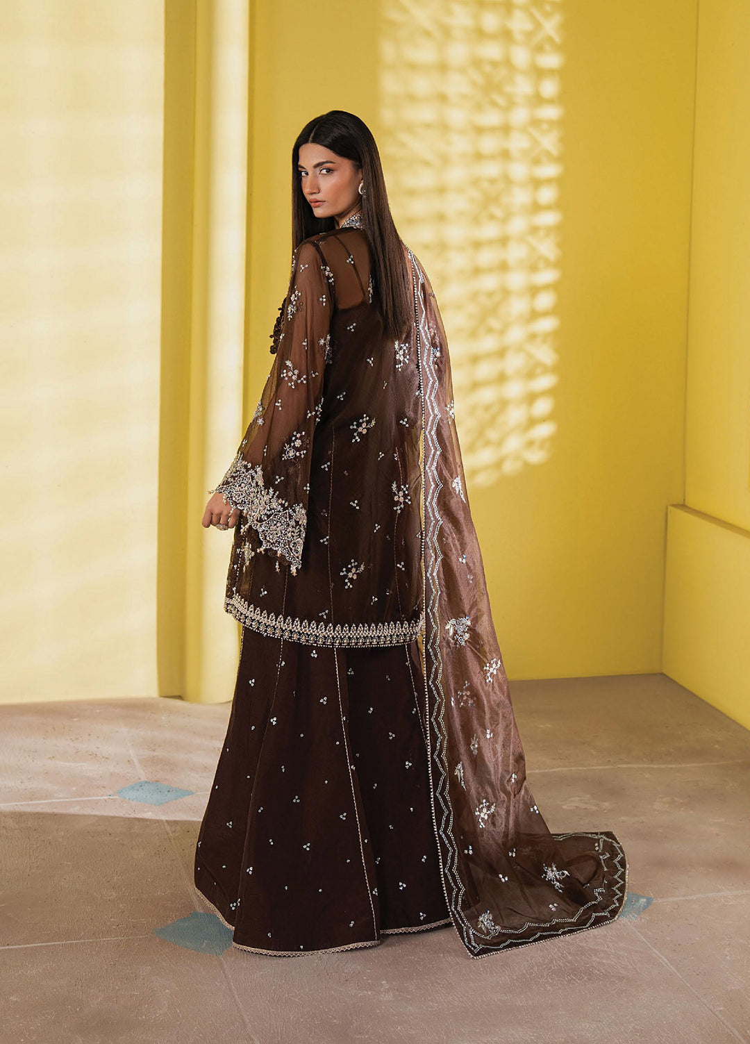 Solaris by Ayzel Unstitched Formals Organza Suits 3 Piece AAF25SW Emberlyn - Wedding Collection