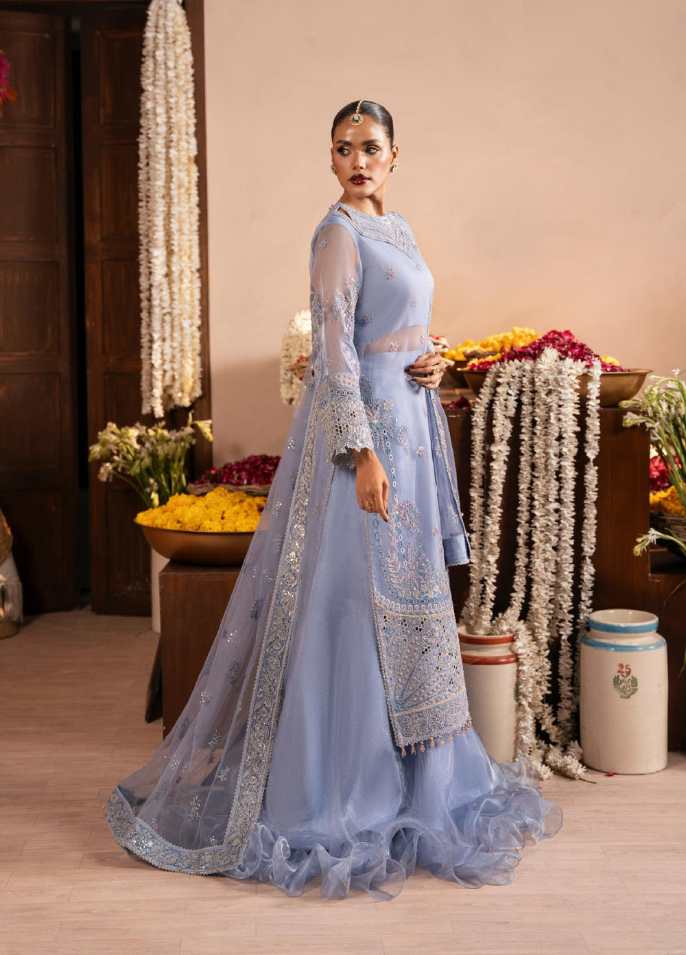 Push Pawan by Zarizaa Unstitched Embroidered Organza 3 Piece Suit ZZ26UPP D-1B Roohi - Wedding Collection