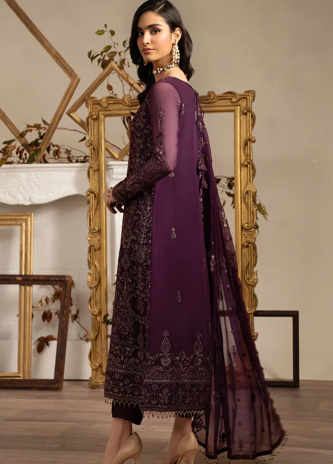 Zarif Women Unstitched Embroidered Chiffon 3 Piece Suit ZR26UFC ZRN 04 NEEMAL - Festive Collection