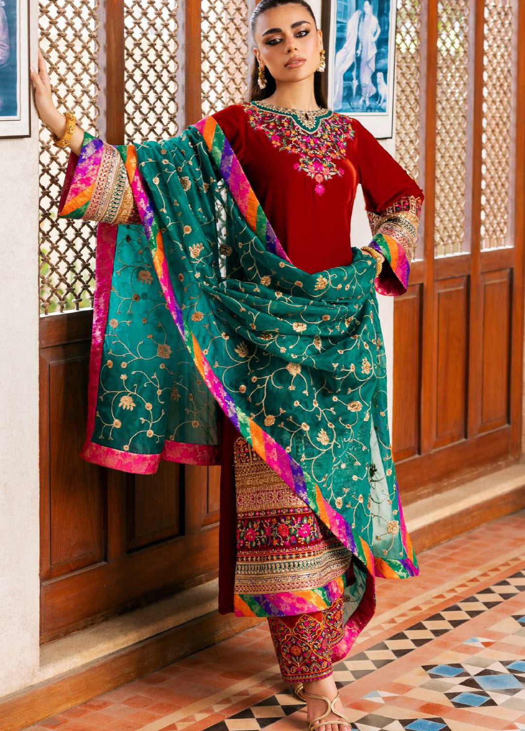 Zainab Chottani Unstitched Velvet Embroidered 3 Piece ZC25UV Sifa - Festive Collection