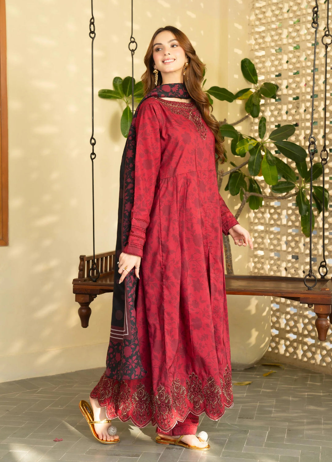 Mah e Noor Intermix by Panache 3 Piece Khaddar Merlot - Winter Collection